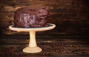Chocolate cake on a platter